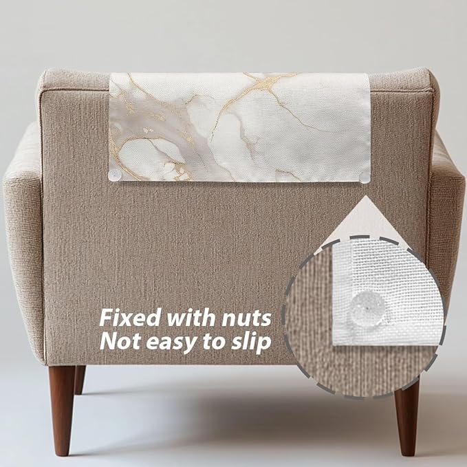 White Marble Headrest Cover for Recliner, Non-Slip Sofa Headrest Protector - Image 5