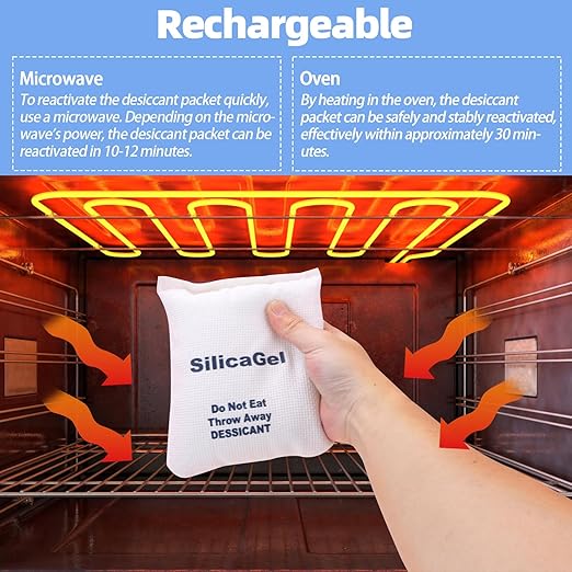 2 x 500 Gram Large Silica Gel Packets, Rechargeable Silica Desiccant Packs - Image 4