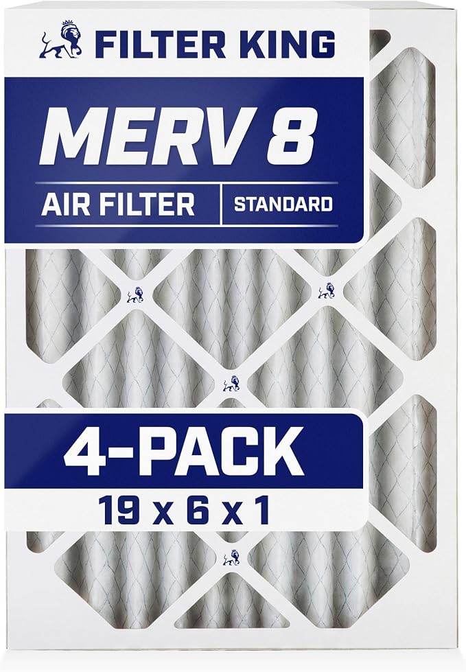 Filter King 19x6x1 Air Filter | 4-PACK | MERV 8 HVAC Pleated A/C Furnace by FilterKing