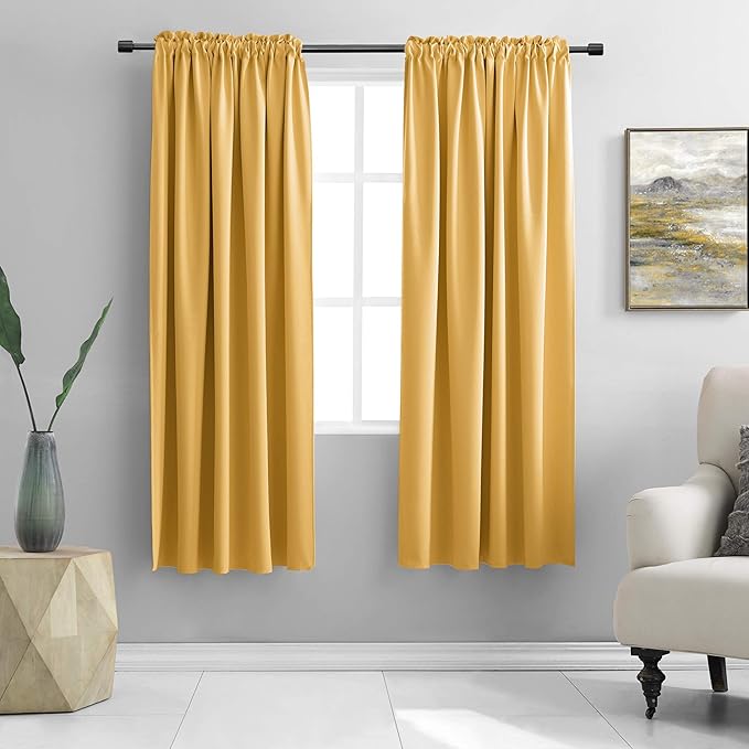 DONREN Gold Yellow Curtains Drapes by DONREN