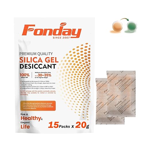 20g x 15 packs Fonday Rechargeable Silica Gel Desiccant Packets Food Grade Fast by Fonday