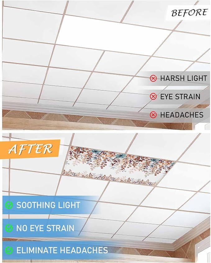 3 Pack Fluorescent Light Cover for Classroom Ceiling Light, Fall Orange - Image 6