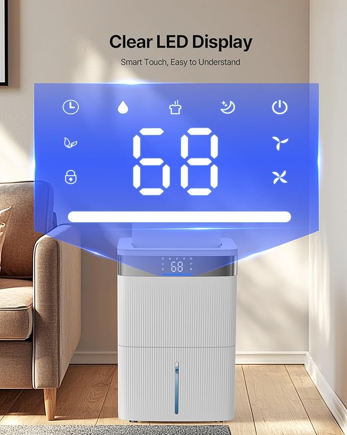 VEVOR 80 Pints Dehumidifier for Home & Basement, 4500 Sq.Ft Large Coverage - Image 4