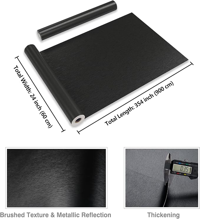 CRE8TIVE 24"x354" Brushed Black Stainless Steel Contact Paper Wide Thick Black - Image 8