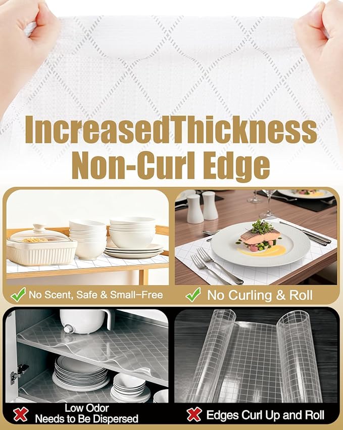 Shelf Liners for Kitchen Cabinets Non-Adhesive, Non-Slip Thickened Shelf Paper - Image 4