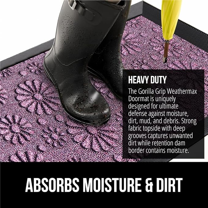 GORILLA GRIP 100% Waterproof All-Season WeatherMax Doormat, Durable Natural - Image 4
