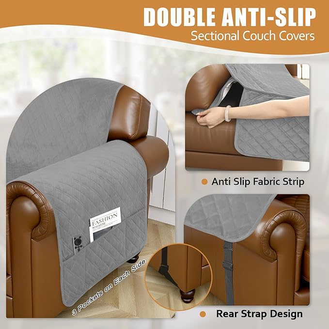 Arfntevss Waterproof Sectional Couch Covers L Shape Washable Velvet Sofa Cover - Image 4