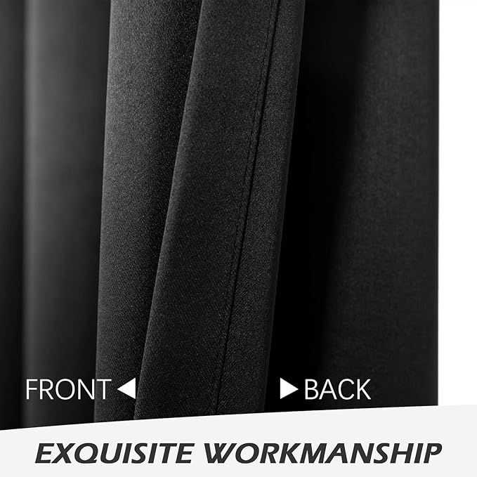 MYSKY HOME Solid Black Door Curtain Blackout Colset Curtains - Image 6