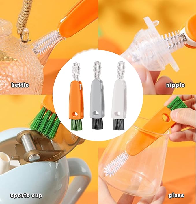 16PCS Versatile Scrubber Brush- Multipurpose Bottle Gap Brush 3 in 1 Cup Lid - Image 8