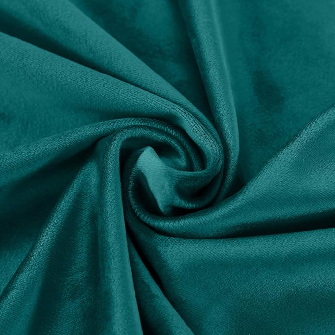 ChadMade Blackout Lined Premium Velvet Curtain Everlade Teal 50Wx108L Inch - Image 6
