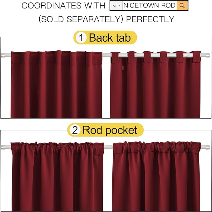 NICETOWN Christmas Burgundy Bedroom Blackout Draperies Panels - Image 4