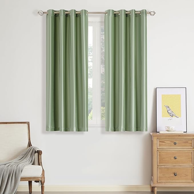 BULBUL Sage Green Velvet Curtains 63 inch Luxury Elegant Living Room Curtain by ModernShinyVelvetCurtains