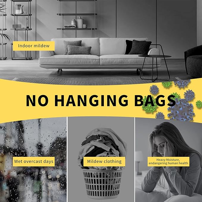 ZSZMFH 15 Pack Moisture Absorber & Max Odor Eliminator Hanging Bag, Charcoal - Image 5