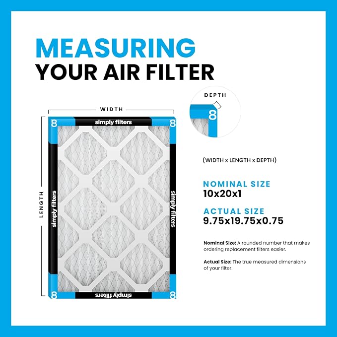 Simply 10x20x1 Air Filter, Merv 8, MPR 600, 12 Pack, Furnace Air Filter - Image 2