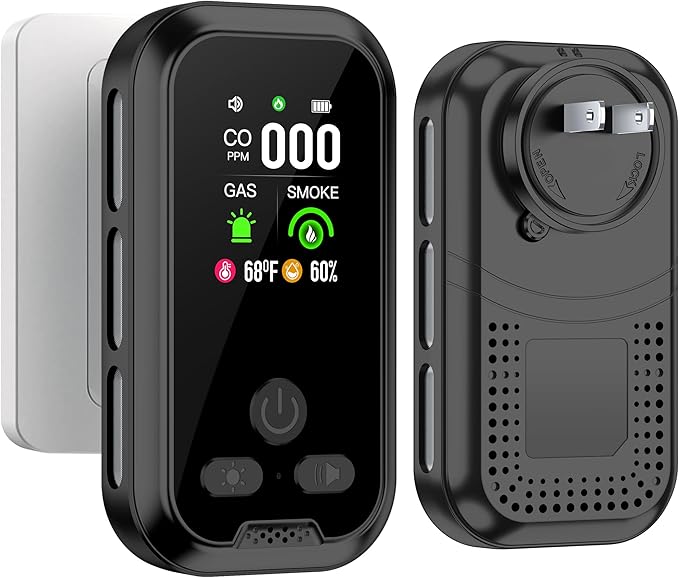 5IN1 Plug in Smoke & Carbon Monoxide Detector & Combustible Natural Gas by HAKINAKU