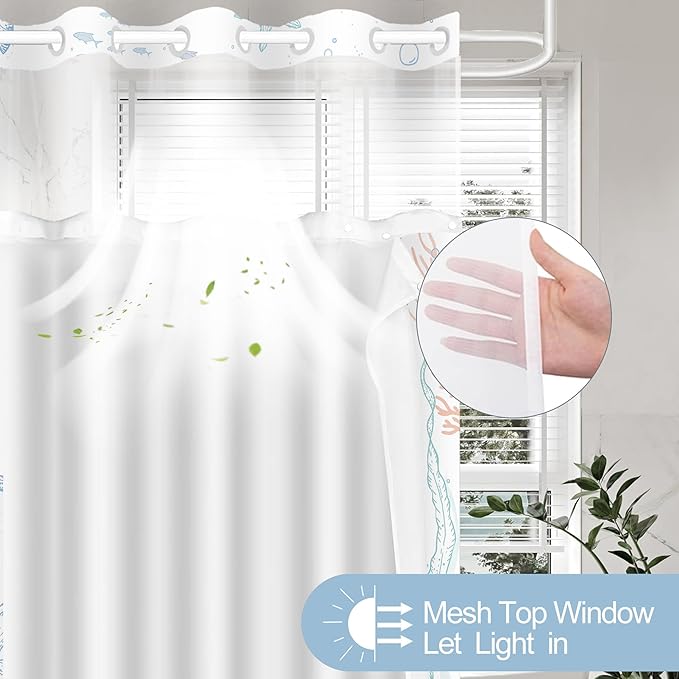 Extra Long No Hook Shower Curtain - Image 4