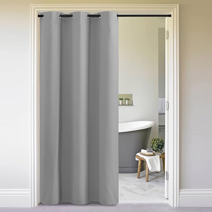 NICETOWN Silver Grey Doorway Curtain Privacy, Door Cover Curtain, Sound by NICETOWN