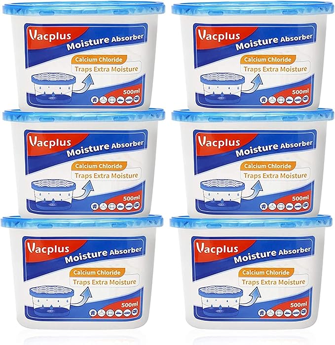 Vacplus Moisture Absorbers 6 Pack, Portable Humidity Absorber Boxes by Vacplus