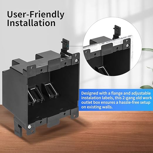 2-Gang Extra Deep PVC Old Work Electrical Black Box, 25 Cubic Inch – Fire Rated - Image 2