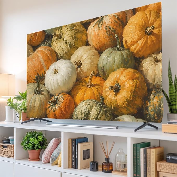 Vintage Pumpkin Fall Thanksgiving Indoor TV Cover, Elastic TV Screen Protector by Unknown