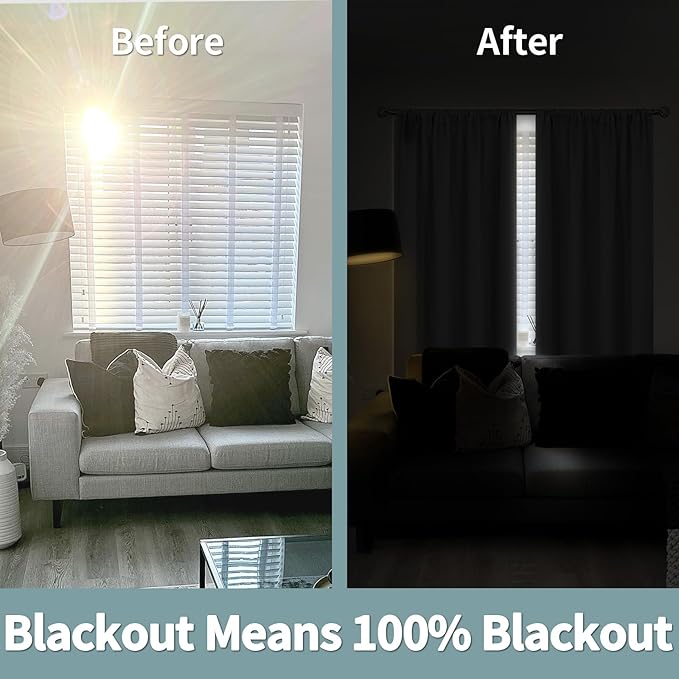 BGment 100% Blackout Curtains for Bedroom 72 Inch Length 2 Panels, Thermal - Image 3