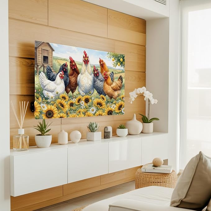 Farmhouse Animals Chickens Indoor TV Cover, Elastic TV Screen Protector - Image 2