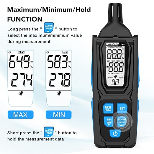 Temperature Humidity Meter, High Precision Digital Psychrometer Hygrometer - Image 4