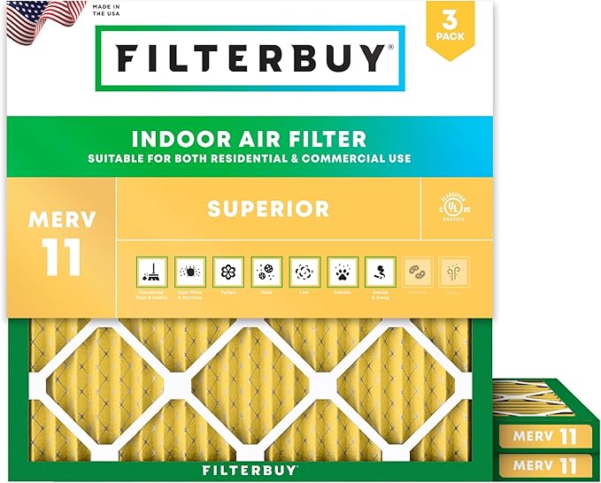 Filterbuy 24x24x1 Air Filter MERV 11 Superior Pet & Allergy Defense, by Filterbuy