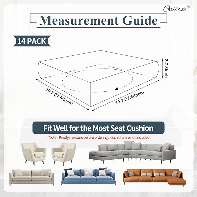 14Pcs Stretch Couch Cushion Covers, Water Resistant Outdoor Sofa Cuhsion Cover - Image 2