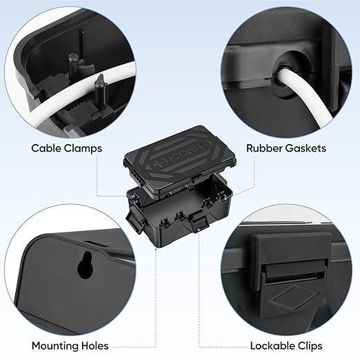 TICONN Outdoor Electrical Box, IP54 Splash-Proof Outdoor Extension Cord Cover - Image 4
