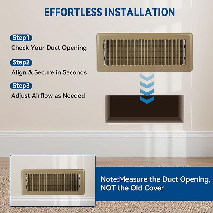 4" x 10" Floor Register Vent Covers 2-Pack, Walkable Powder-Coated Metal Vent - Image 8