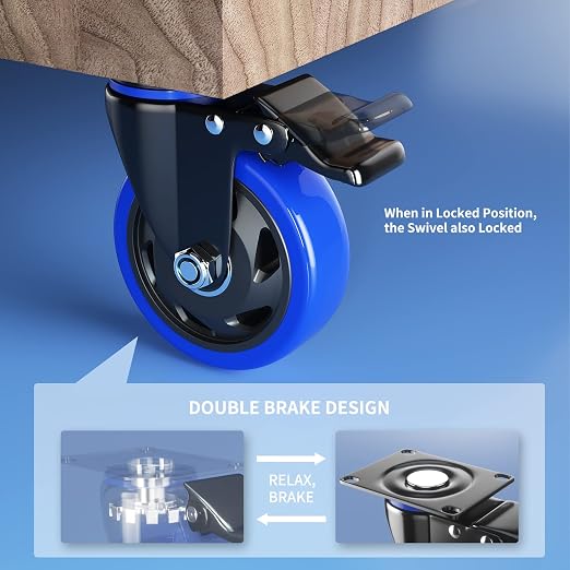 6 Inch Swivel Caster Wheels, Casters Set of 4 Heavy Duty - Image 3