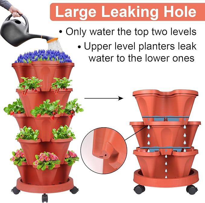 DUNCHATY 5 Tier Plant Pot, Vertical Garden Planter, Strawberry Planter - Image 4