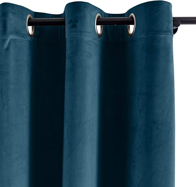 ChadMade Blackout Lined Premium Velvet Curtain Midnight Blue 50Wx108L Inch - Image 2