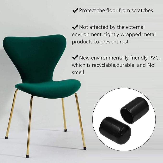 12Pcs Round Rubber End Caps 3/4" ID Vinyl Flexible Bolt Chair Foot Covers Screw - Image 5