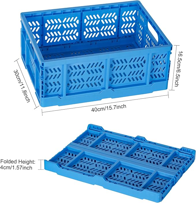 Heavy Duty Plastic Milk Crates for Storage, Collapsible Storage Basket - Image 7