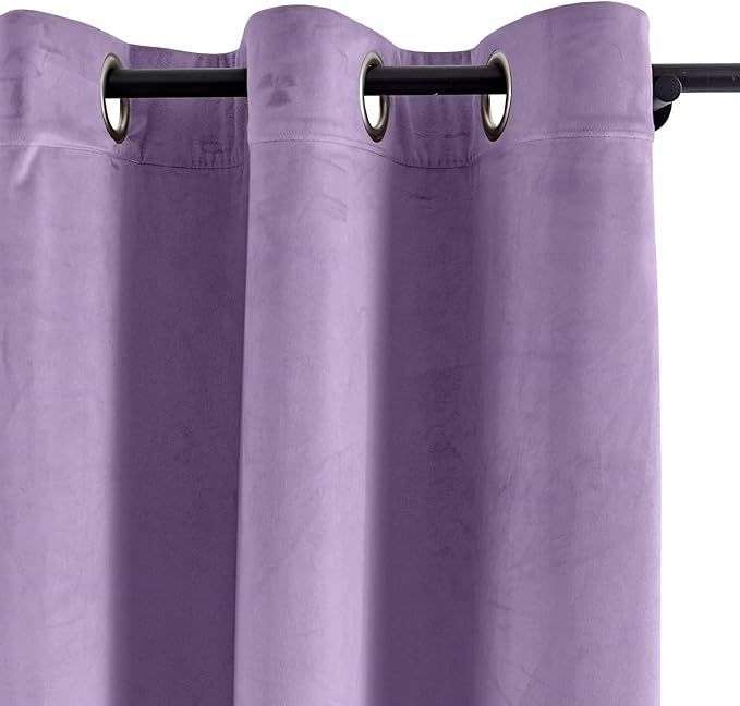 ChadMade Blackout Lined Premium Velvet Curtain Voilet 72Wx84L Inch, Eyelet - Image 2