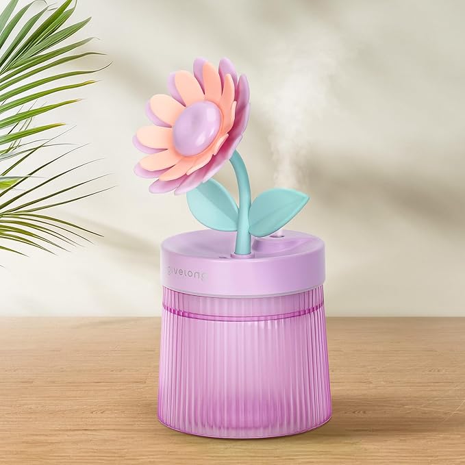 Cute Flower Mini Humidifier, 260ml Sunflower Desktop Humidifiers by Cerrota