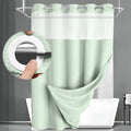 No Hook Shower Curtain and Liner Set, Mint Green Hotel Waffle Shower Curtain by Unknown
