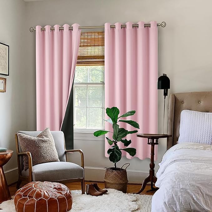 BGment Baby Pink 100% Blackout Curtains - Image 2