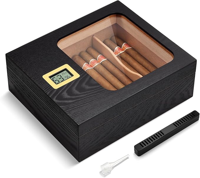 Cigar Humidor, Modern Glass Top Cedar Humidor Cigar Box by OTAKOKIT