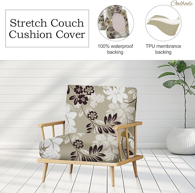 8 Pcs Waterproof Patio Cushion Covers, Floral Printed Stretch Outdoor Sofa Cover - Image 4