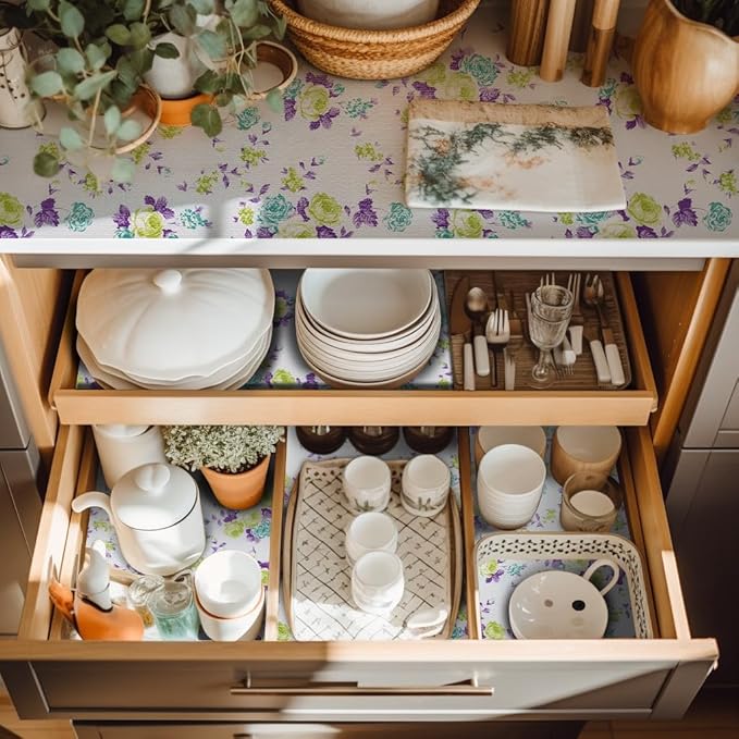 2 Rolls 18" W x 96" L Floral Drawer and Shelf Liner - Image 2
