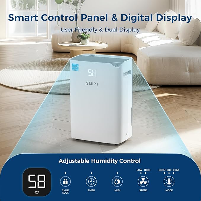 Dehumidifier for Basement with Drain Hose, 100 Pint 6, 000 Sq. Ft Energy Star - Image 6