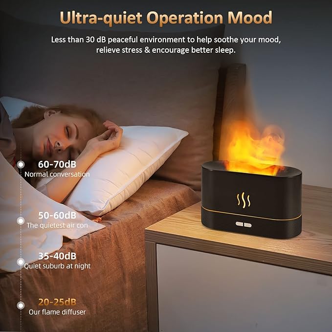 Flame Diffuser Humidifier-Auto Off 180ml Essential Oil Diffuser-2 Modes - Image 3