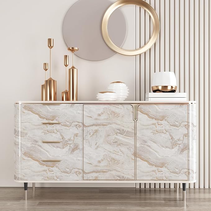 CRE8TIVE Large Size 36"x354" Beige Gold Marble Contact Paper Peel and Stick - Image 7