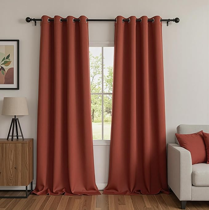 MYSKY HOME Brick Red Blackout Curtains 108 Inch Long by MYSKYHOME