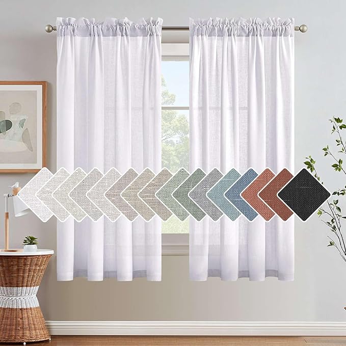 Off White Window Curtain Linen Textured Panels by HVERSAILTEX