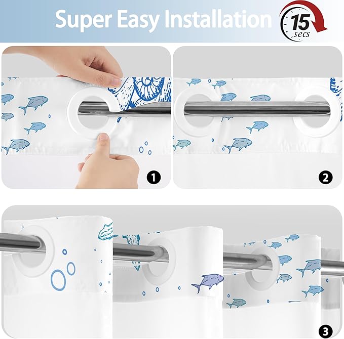 Long No Hook Shower Curtain - Image 6