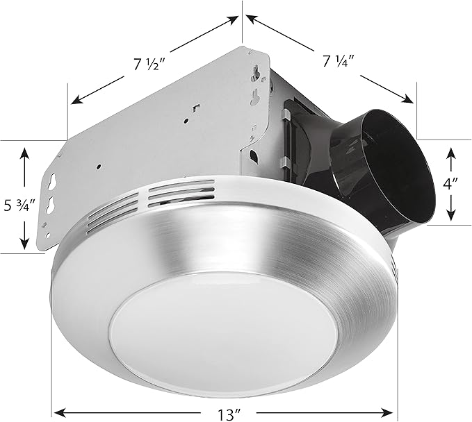 Homewerks 7117-01-BN Bathroom Integrated LED Light Ceiling Mount Exhaust - Image 2
